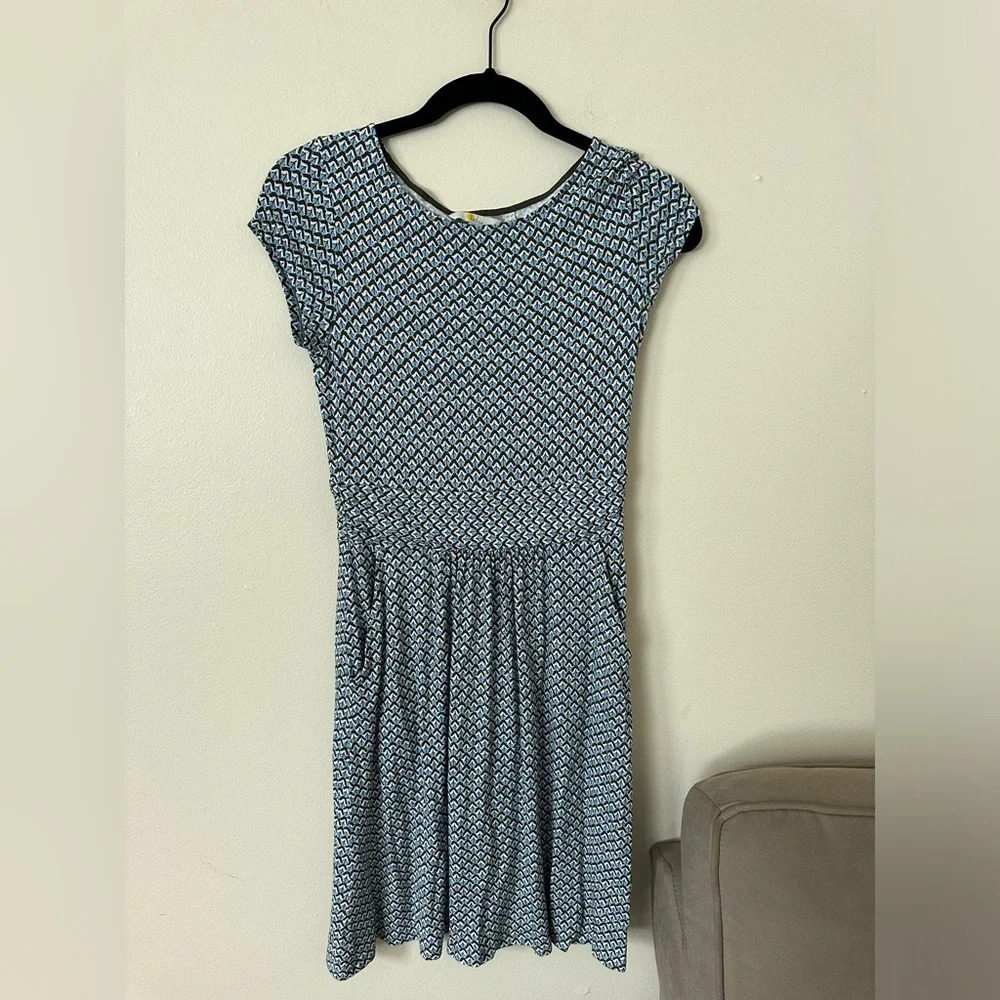 Biden Ladies 2P Blue and Brown Thin Short Sleeve Dress